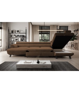 Narożnik RAVEN XL wolnostojący z funkcją spania tkanina Artico 37435 Rdzawy WERSAL