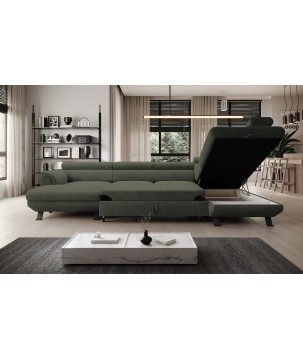 Narożnik RAVEN XL wolnostojący z funkcją spania tkanina Artico 37434 Szary WERSAL