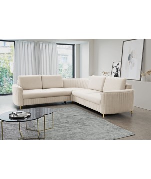 Narożnik LAREN nowoczesna sofa z funkcją spania pojemnik na pościel lewa strona CASTEL 03 251x251x85 cm