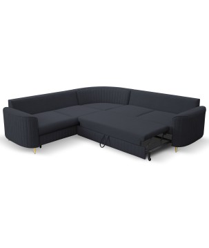 Narożnik LAREN nowoczesna sofa z funkcją spania pojemnik na pościel lewa strona CASTEL 79 251x251x85 cm