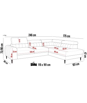 Narożnik NAVAS L z funkcją spania tkanina Promocyjna CURIO 11 WERSAL