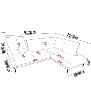 Narożnik STORM L układ L Lewostronny z funkcją regulacji oparcia i wysuwu podnóżka WERSAL