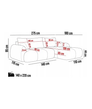 Narożnik COCO z funkcją spania poduszkami i pojemnikiem Now Or Never 83 DOMOHOME