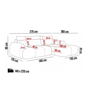 Narożnik COCO WIND z funkcją spania poduszkami i pojemnikiem CLOUD 81 WERSAL