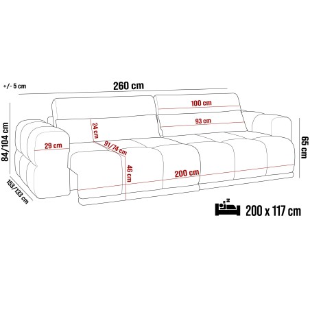 Sofa LAGOS 2 osobowa z elektrycznym wysuwem i regulowanymi zagłówkami WERSAL