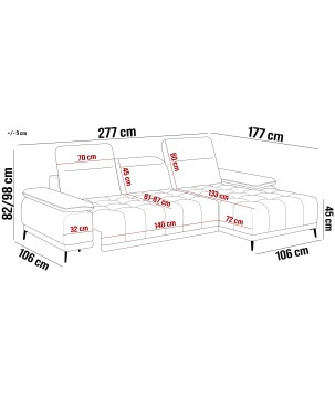Narożnik FOCUS S Mini z elektryczną regulacją w tkaninie SALVADOR 01 WERSAL
