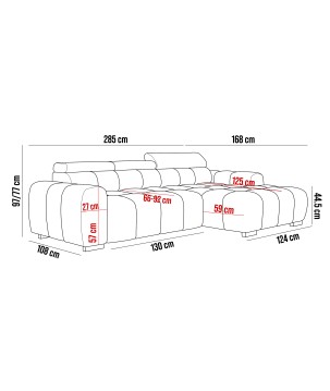 Narożnik BULL S - OMBO MINI Prawostronny z Elektryczną Regulacją EDEN 21