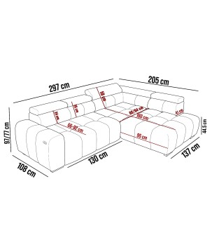 Narożnik BULL L Prawostronny z Elektryczną Regulacją EDEN 16 WERSAL