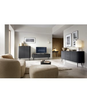 ZURI Szafka RTV-168 czarna | czarne nogi