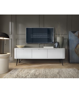 ZURI Szafka RTV-168 biała | czarne nogi