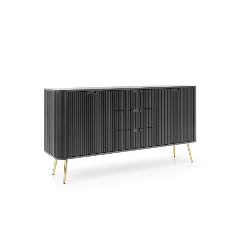 ZURI Komoda KSZ-168 czarna | złote nogi