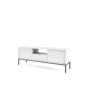 NAYA Szafka RTV 154 biała | czarny stelaż