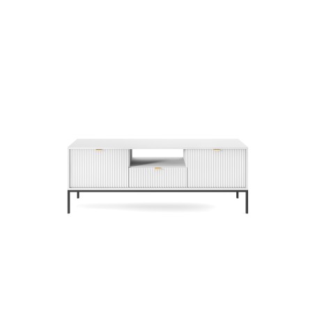 NAYA Szafka RTV 154 biała | czarny stelaż