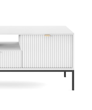 NAYA Szafka RTV 154 biała | czarny stelaż