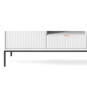 NAYA Szafka RTV 154 biała | czarny stelaż