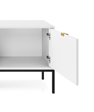 NAYA Szafka RTV 154 biała | czarny stelaż