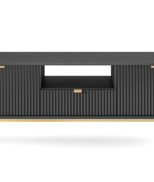 NAYA Szafka RTV 154 czarna | złoty stelaż