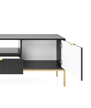 NAYA Szafka RTV 154 czarna | złoty stelaż