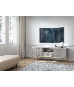 NAYA Szafka RTV 154 szara | złoty stelaż