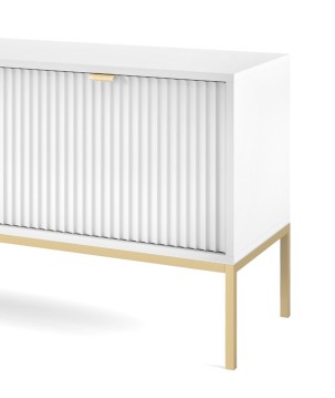 NAYA Szafka RTV 154 biała | złoty stelaż