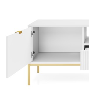 NAYA Szafka RTV 154 biała | złoty stelaż