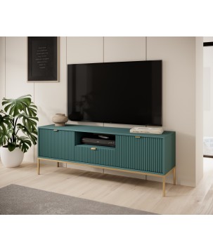 NAYA Szafka RTV 154 zielona (LABRADOR) | złoty stelaż