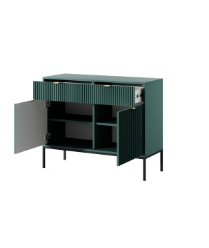 NAYA Komoda KSZ 104 zielona (LABRADOR) | czarny stelaż