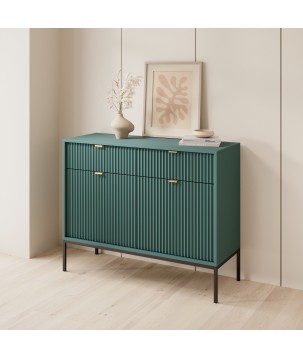 NAYA Komoda KSZ 104 zielona (LABRADOR) | czarny stelaż