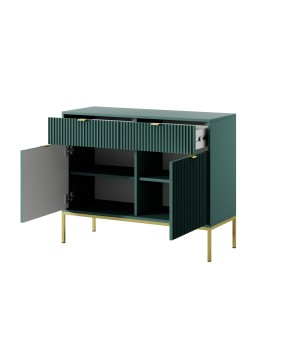 NAYA Komoda KSZ 104 zielona (LABRADOR) | złoty stelaż