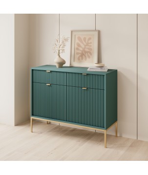 NAYA Komoda KSZ 104 zielona (LABRADOR) | złoty stelaż