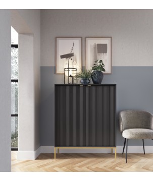 NAYA Komoda K 104 czarny korpus | złoty stelaż
