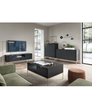 NAYA Komoda K 104 czarny korpus | złoty stelaż