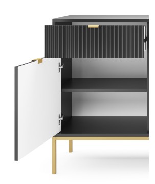 NAYA Komoda KSZ 154 czarny | złoty stelaż