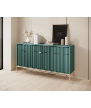 NAYA Komoda KSZ 154 zielona (LABRADOR) | złoty stelaż