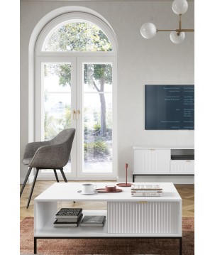 NAYA Ława L 104 biały | czarny stelaż