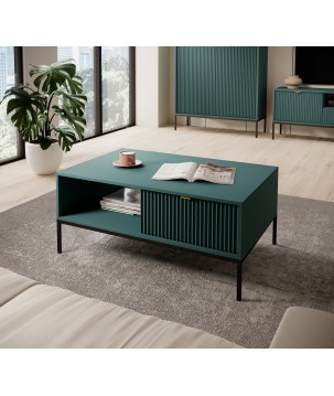 NAYA Ława L 104 zielona (LABRADOR) | czarny stelaż