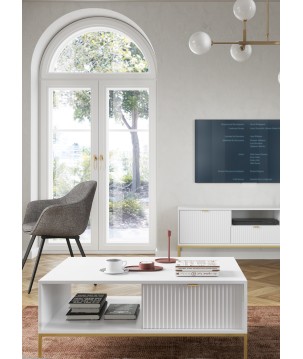 NAYA Ława L 104 biały | złoty stelaż