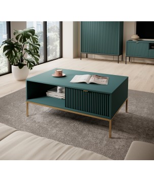 NAYA Ława L 104 zielona (LABRADOR) | złoty stelaż