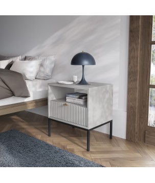 NAYA Stolik nocny S 54 szary | czarny stelaż