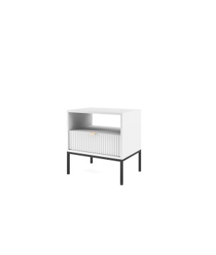 NAYA Stolik nocny S 54 biały | czarny stelaż