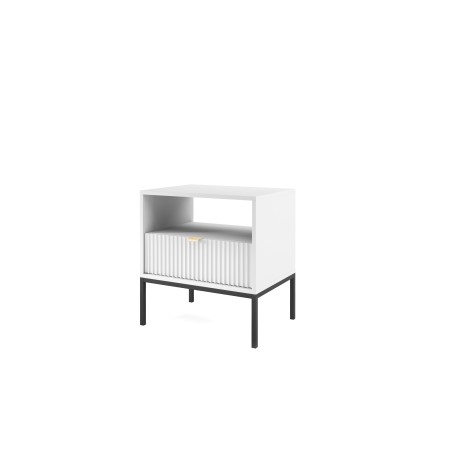 NAYA Stolik nocny S 54 biały | czarny stelaż