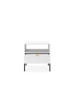 NAYA Stolik nocny S 54 biały | czarny stelaż