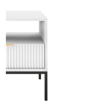 NAYA Stolik nocny S 54 biały | czarny stelaż