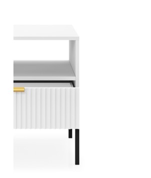 NAYA Stolik nocny S 54 biały | czarny stelaż