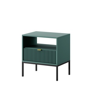NAYA Stolik nocny S 54 zielony (LABRADOR) | czarny stelaż
