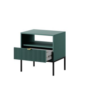 NAYA Stolik nocny S 54 zielony (LABRADOR) | czarny stelaż