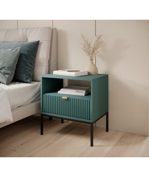 NAYA Stolik nocny S 54 zielony (LABRADOR) | czarny stelaż