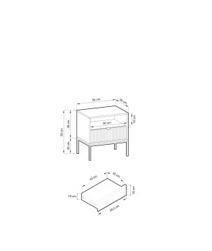 NAYA Stolik nocny S 54 biały | złoty stelaż