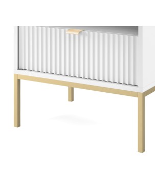 NAYA Stolik nocny S 54 biały | złoty stelaż