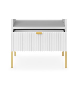 NAYA Stolik nocny S 54 biały | złoty stelaż